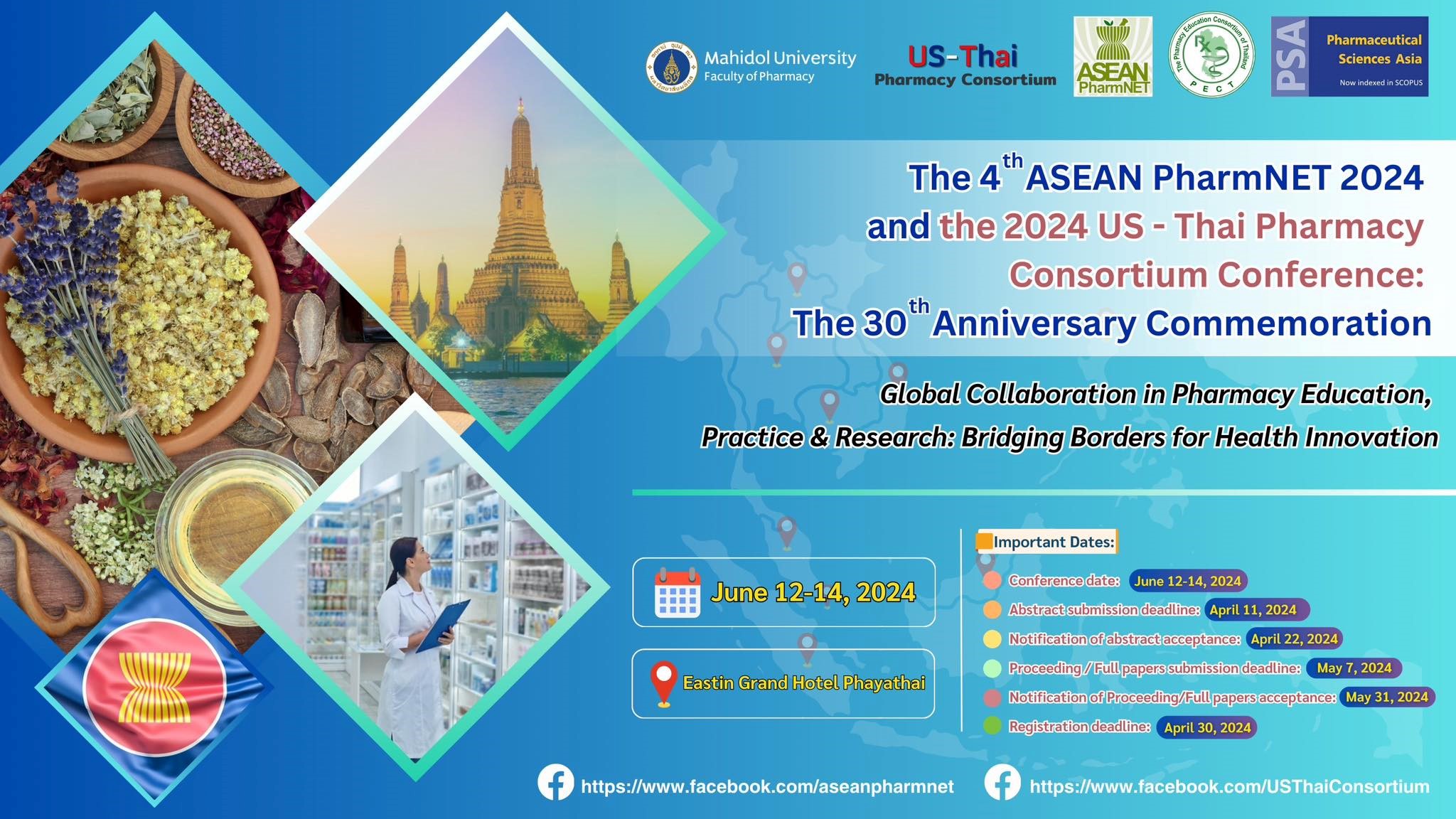THE 4TH ASEAN PHARMNET 2024 & THE 2024 US-THAI PHARMACY CONSORTIUM CONFERENCE: 30TH ANNIVERSARY COMMEMORATION